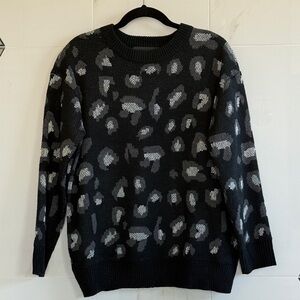 Kendall & Kylie Medium Leopard Sweater Black, Grey, Silver Metallic Cheetah